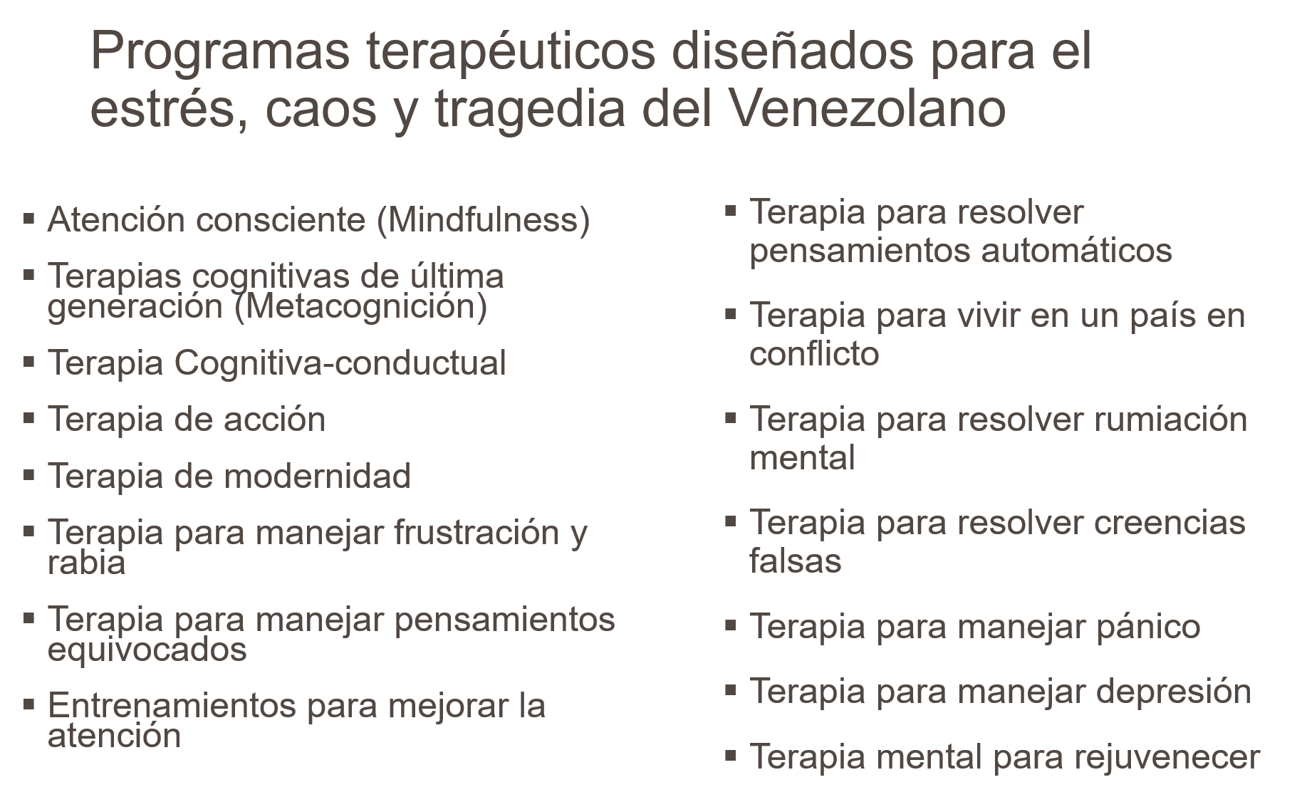 Terapias para el Venezolano